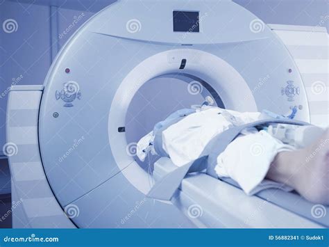 Patients Screening On Ct Scanner Man Undergoing Ct Scan While Doctor`s