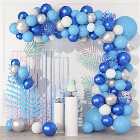 117 Pcs Ballons Guirlande Bleu Marine Ballon Arche Or Blanc Latex