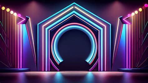 Stage Neon Light Illustration Background, Stage, Neon Lights ...