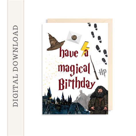 Printable Harry potter birthday card magical birthday card | Etsy