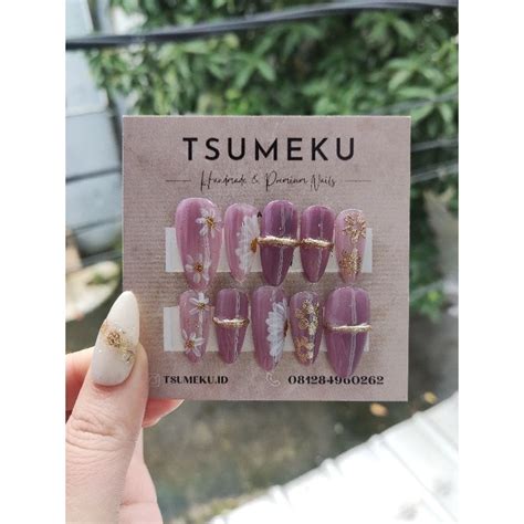 Jual Tsumeku Press On Nails Tsu Kuku Palsu Fake Nail Premium Flower