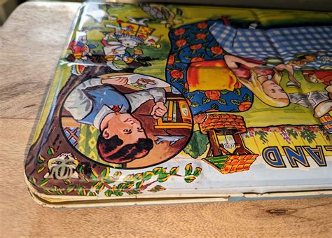 1950s Alice In Wonderland Made In England Lithograph Paint Tin Large