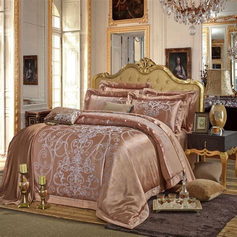 Luxury Satin Jacquard Bedding Sets Embroidery Bed Set Double Queen King