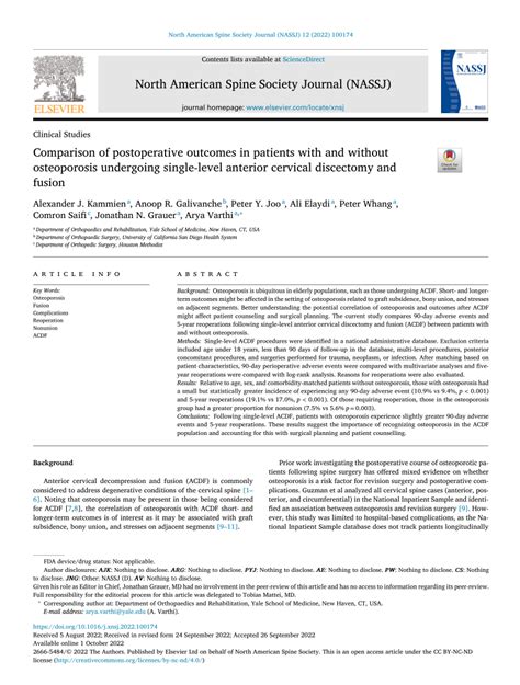 PDF Comparison Of Postoperative Outcomes In Patients With And Without