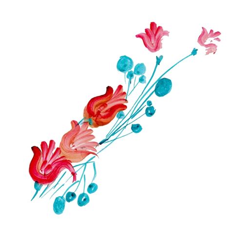 Elemento Floral De Acuarela Vector Premium