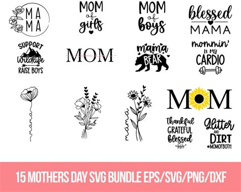 Mom Svg Bundle Hand Lettered Mothers Day Svg Mom Life Svg Mama Svg Mom