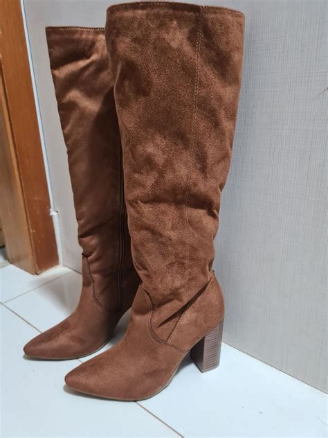 Bota Cano Longo Bota Feminina Satinato Nunca Usado 87386302 Enjoei