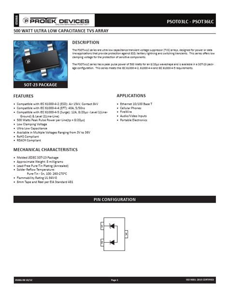 PSOT08LC Data Sheet Protek Devices