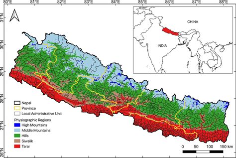 Map Of Nepal Showing Local Administrative Units And Physiographic