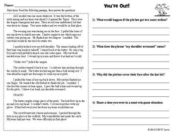 Sports Reading Comprehension Passages Free Fun Reading Tpt