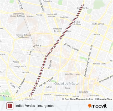 Ruta 1 Horarios Paradas Y Mapas Indios Verdes Insurgentes