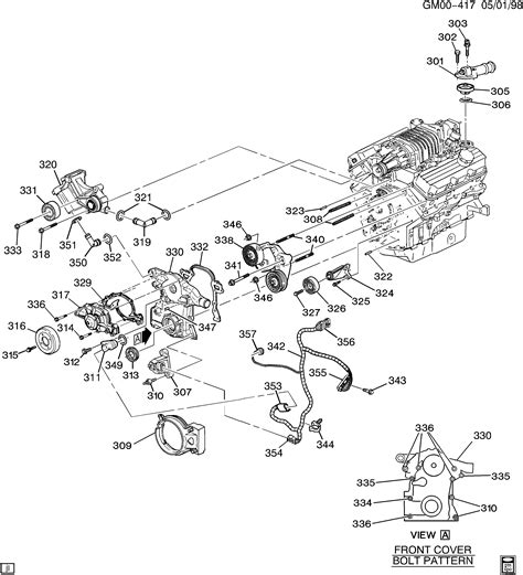 Buick Park Avenue C ENGINE ASM 3 8L V6 PART 3 FRONT COVER AND COOLING