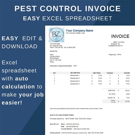 Pest Control Invoice Template Service Treatment Notice Pest Control