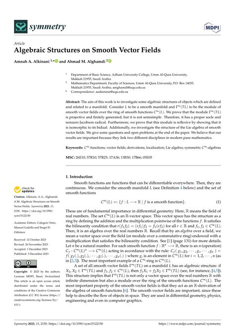 PDF Algebraic Structures On Smooth Vector Fields