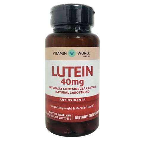 Vitamin World Lutein 40mg With Zeaxanthin Antioxidant 60 Softgels