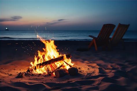 Premium AI Image | Bonfire in the Beach with Cozy Summer Vibes Enjoy ...