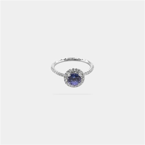 Carats Intense Vb Blue Round Shaped Tanzanite Ring The