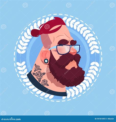 Profile Icon Male Emotion Avatar Hipster Man Cartoon Portrait Serious