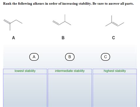 Solved Rank The Following Alkenes In Order Of Increasing Chegg