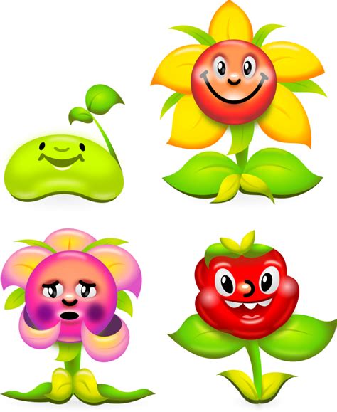 Flower Game Characters - superb production quality - Openclipart