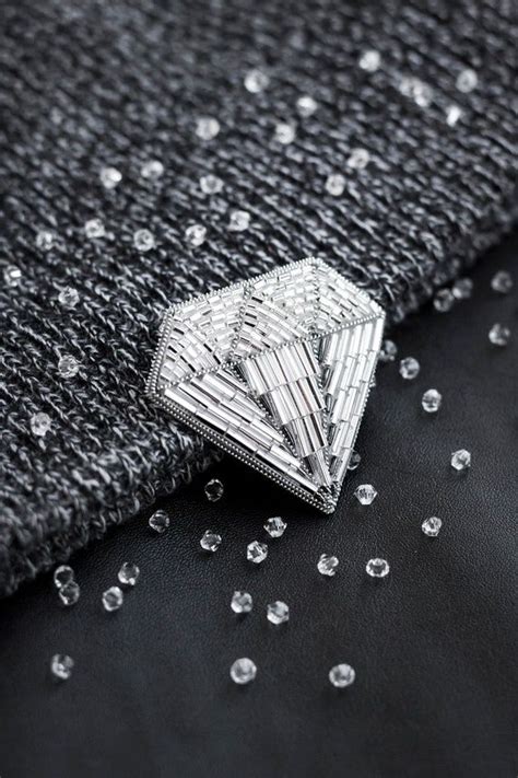 Seed Bead Brooch Embroidered Brooch Diamond Pin Beaded Brooch, Gift for ...