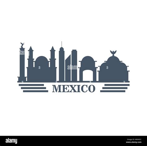 mexico travel landmarks silhouette Stock Vector Image & Art - Alamy