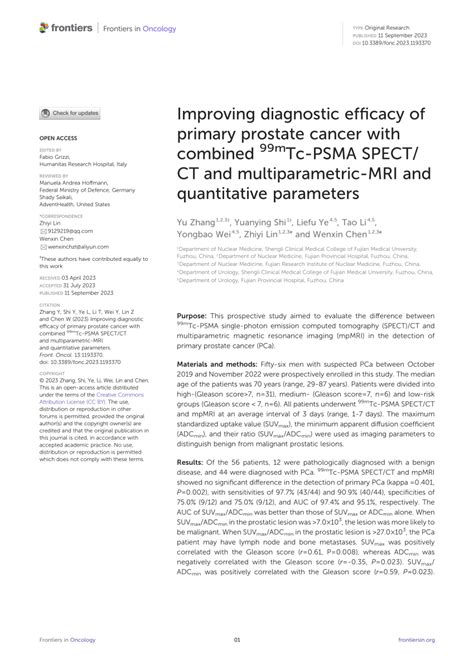 PDF Improving Diagnostic Efficacy Of Primary Prostate Cancer With