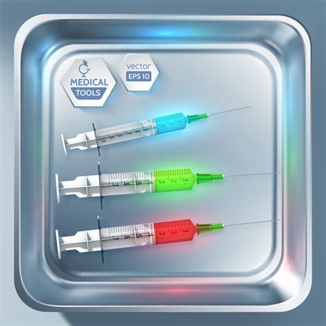 Modelo de equipamento médico seringas e injeções de cores