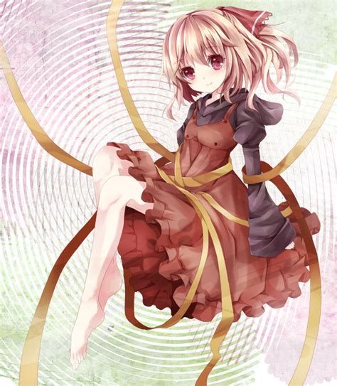 Safebooru 1girl Barefoot Blonde Hair Bow Brown Eyes Dress Hair Bow