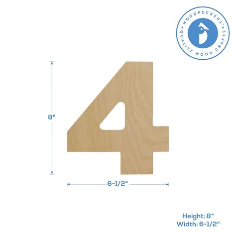 Wooden Number 4 12 Inch Or 8 Inch Unfinished Large Wood Numbers For