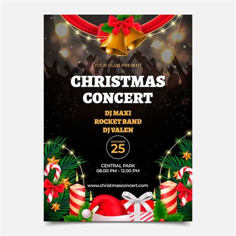 Modelo De Cartaz Vertical De Concerto De Natal Realista Vetor Gr Tis