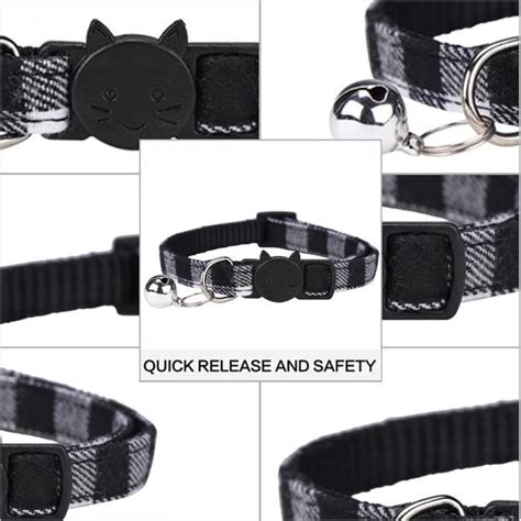 Lot De 2 Collier Pour Chat Anti Étranglement Réfléchissants Noir