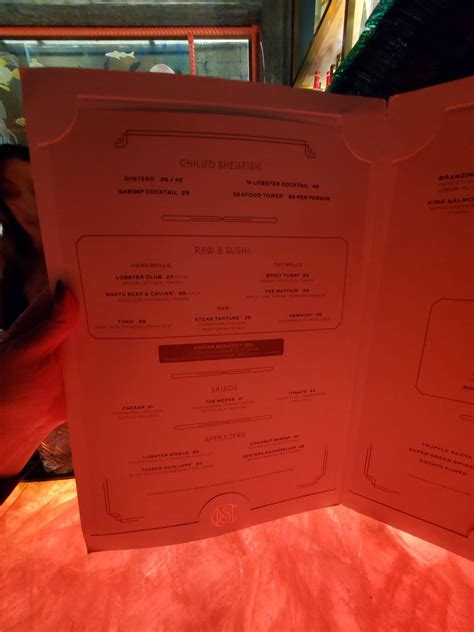 Menu At The Mayfair Supper Club Las Vegas