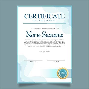 Luxury And Elegant Portrait Certificate In Blue White Color With Best