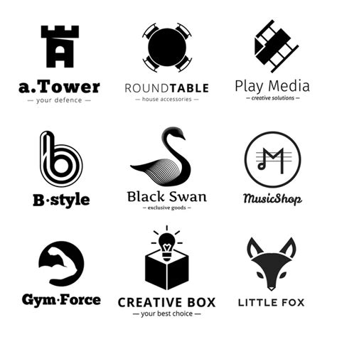 Conjunto De Logos Minimalistas Vectoriales En Blanco Y Negro 2024