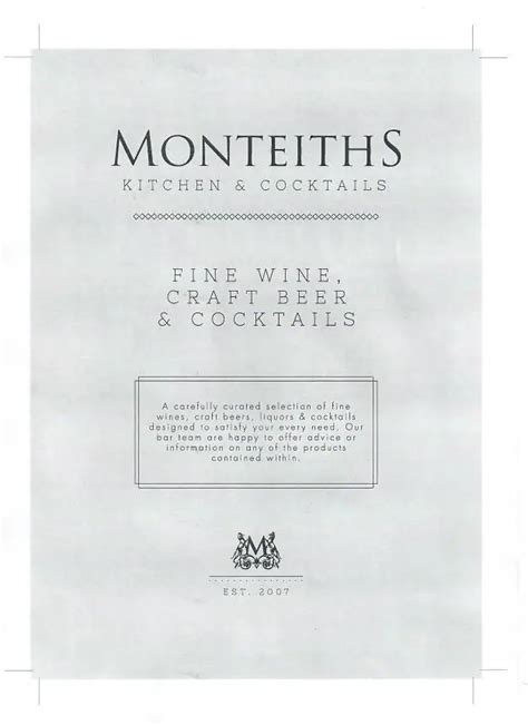 Monteiths Menu, Menu for Monteiths, Old Town, Edinburgh - Zomato UK