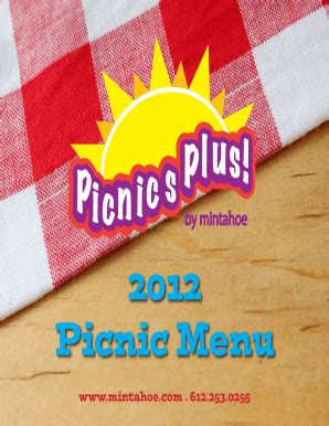 Fillable Online Picnic Menu Fax Email Print Pdffiller