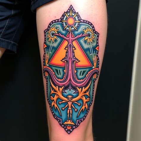 Psychedelic Tattoo with Alien and UFO | Stable Diffusion Online