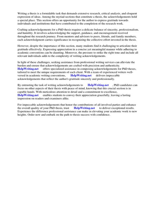 Model Acknowledgement For PHD Thesis | PDF | Thesis | Gratitude