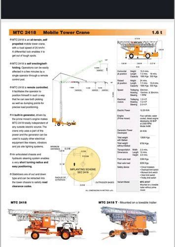 Ace Mobile Tower Crane 2418 At 110000 Piece Tower Crane In Mumbai