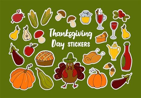 Premium Vector Set Of Stickers Thanksgiving Day