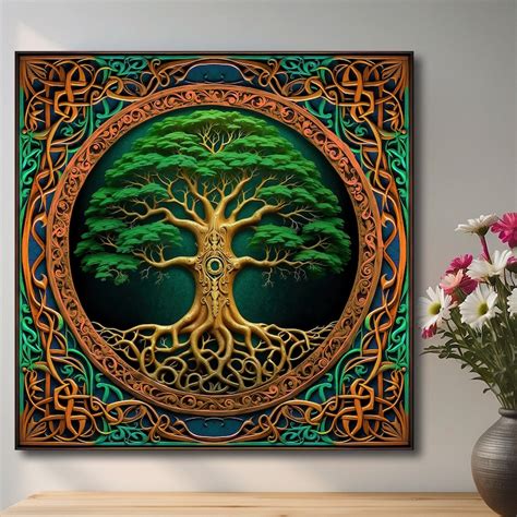 Celtic Tree Of Life Wall Art Yggdrasil Canvas Mandala Wall Art