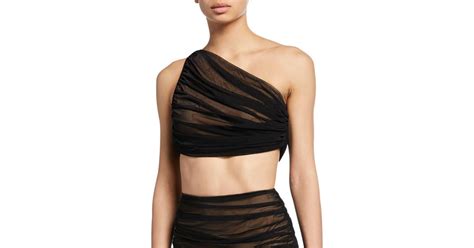 Norma Kamali Diana One Shoulder Bikini Top Mesh Compare Prices