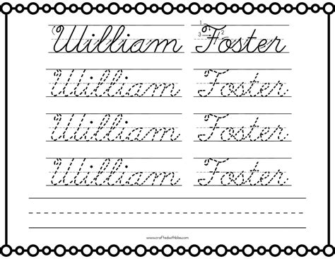 Custom Cursive Name Practice Worksheets Personalized Cursive Etsy