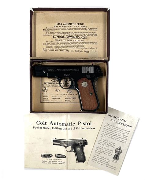 Lot Colt M1903 Pocket Hammerless 32acp Semi Auto Pistol With Factory Box