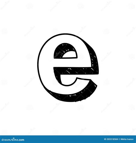 E Letter Hand Drawn Symbol Vector Illustration Of A Big English Letter