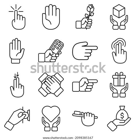 Hand Gestures Flat Icon Set Isolated Stock Vector Royalty Free