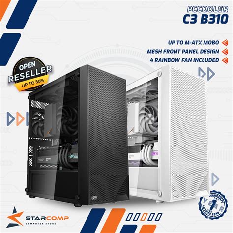 Jual PCCOOLER C3 B310 M ATX MESH GAMING CASE FREE 4 FAN RGB Shopee