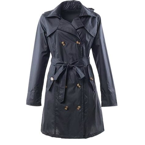 Techome Dames Klassieke Double Breasted Trenchcoat Waterdicht Hooded