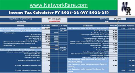 Income Tax Calculator Fy 2022 23 Excel Sheet Download Network Rare